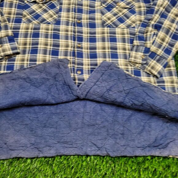 Vintage 90s Plaid Shacket Jacket Large 23x29 Blue - Picture 4 of 11